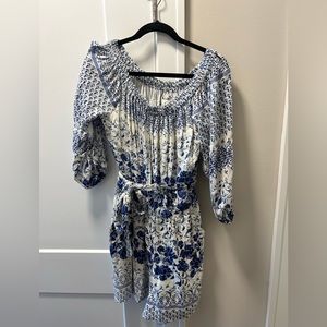Anthropologie Blue and White romper size medium.
